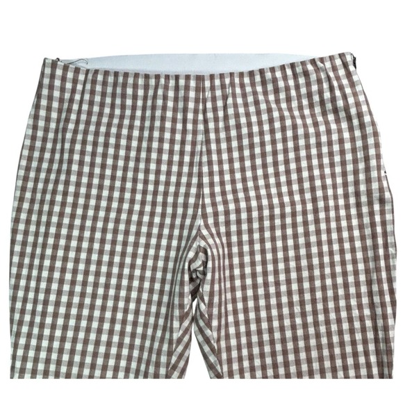 A New Day Cropped Pants Womens Size 16 Brown White Check High Rise Side Zipper - Picture 6 of 7